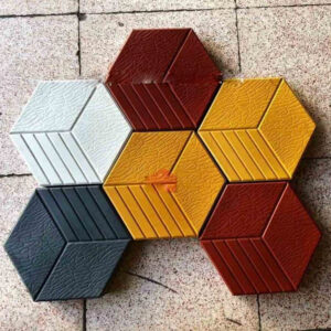 Gạch giả đá lục giác 3 sọc màu vàng